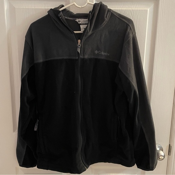 Columbia Fleece Black Gray Zip Up Jacket Men’s Large Excellent Used Condition - Picture 1 of 4